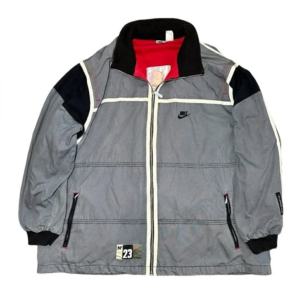 Vintage 90s Nike Air Jordan Legendary No 23 XL Gray Full Zip Jacket RN56323
